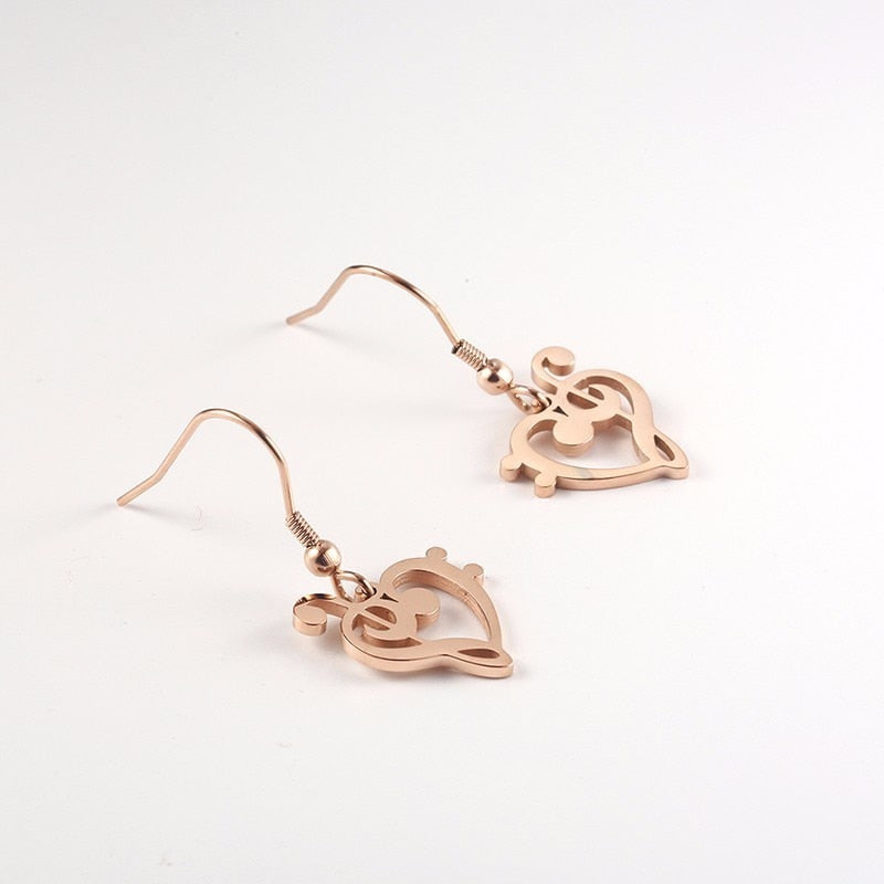 Hollow Heart Music Notes Earrings