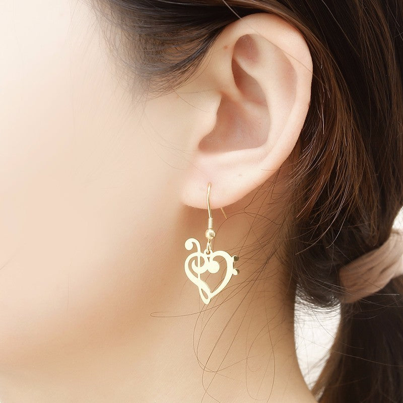 Hollow Heart Music Notes Earrings