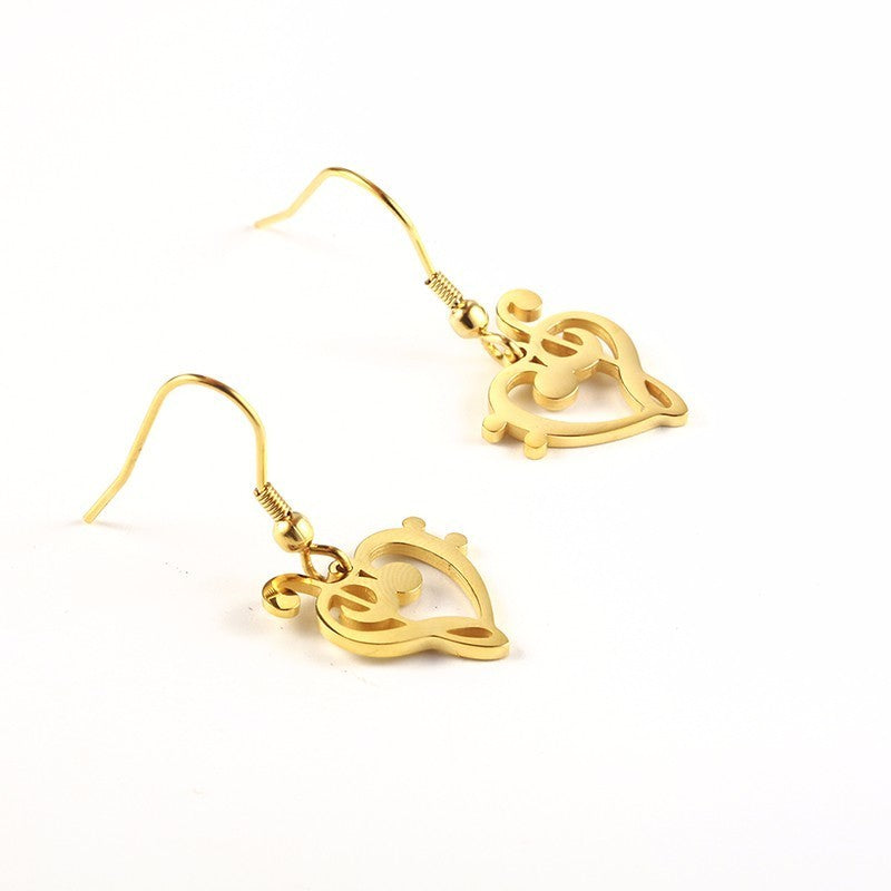 Hollow Heart Music Notes Earrings
