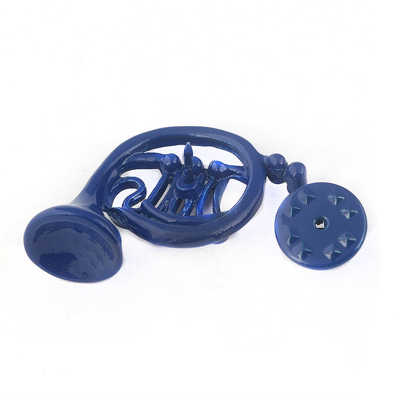 Blue French Horn Brooch