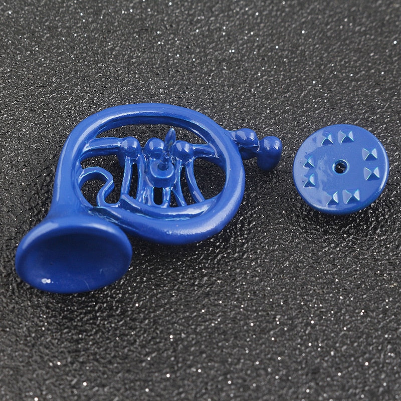 Blue French Horn Brooch