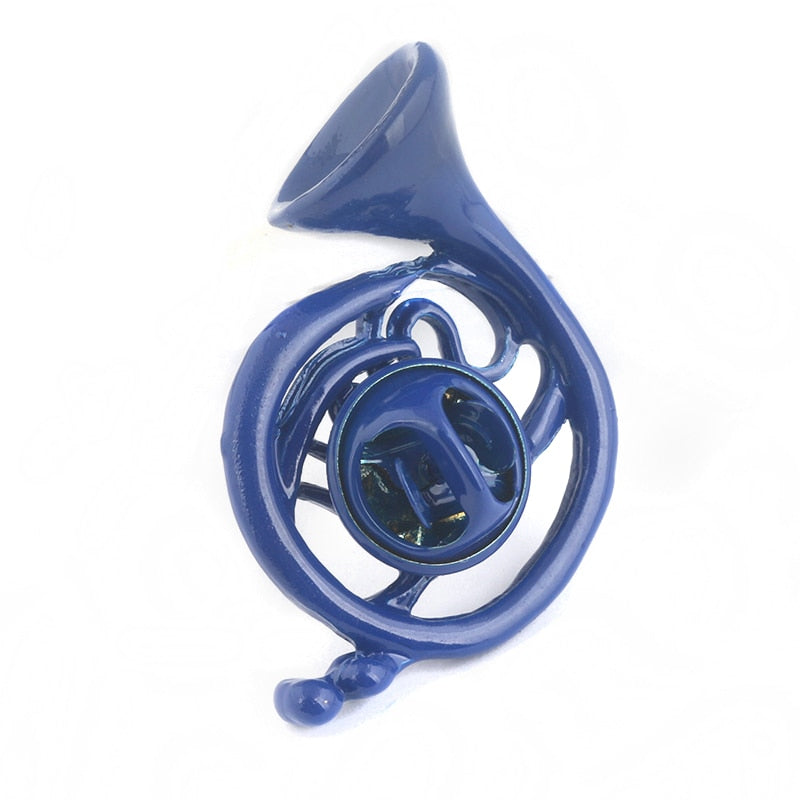 Blue French Horn Brooch