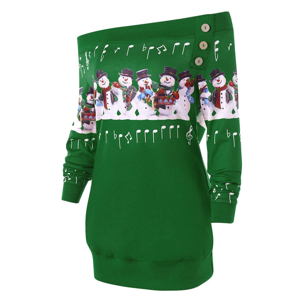 Music Snowman Off Shoulder Top
