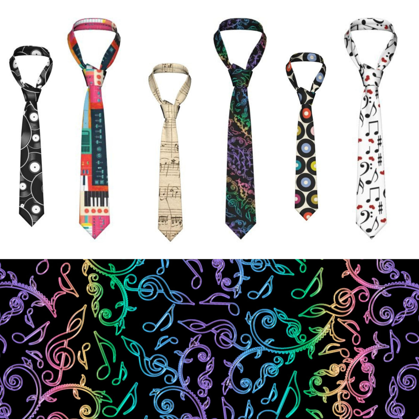 Music Note Pattern Tie