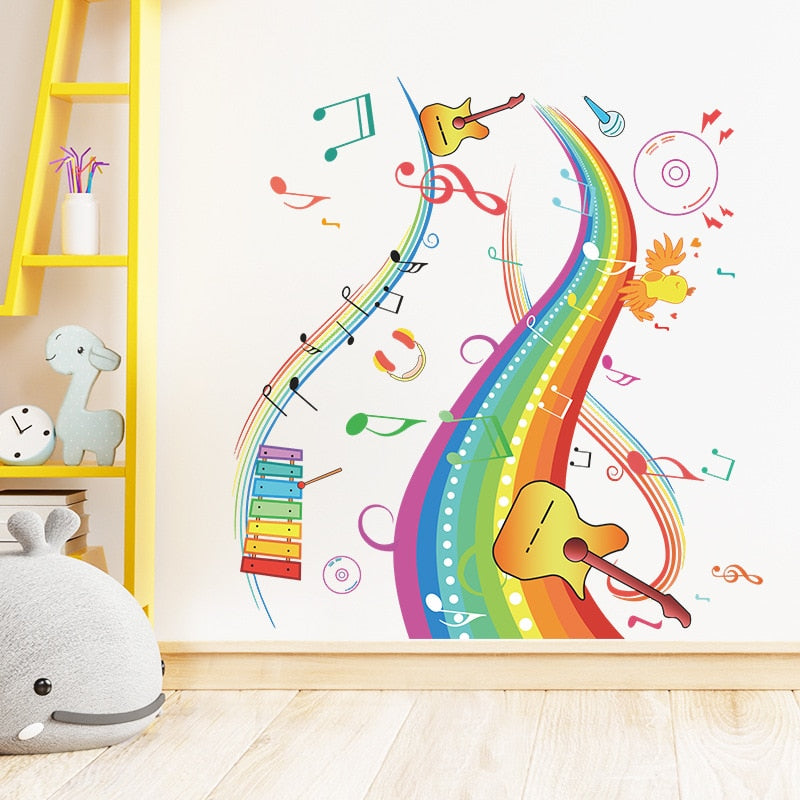 Rainbow Music Note Wall Decal