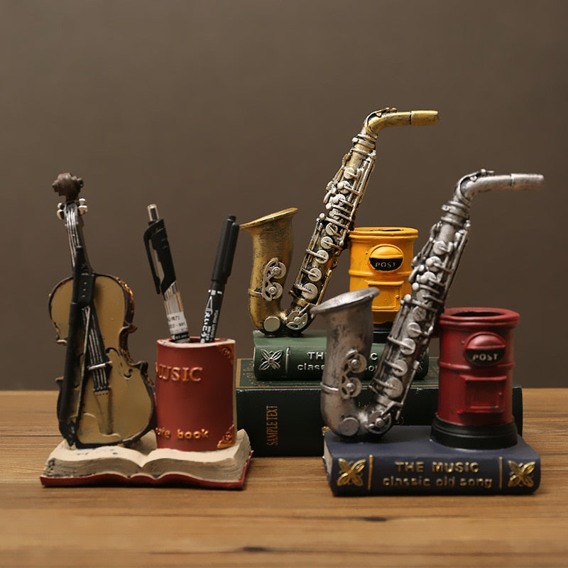 Retro Saxophone Violin Pen Holder