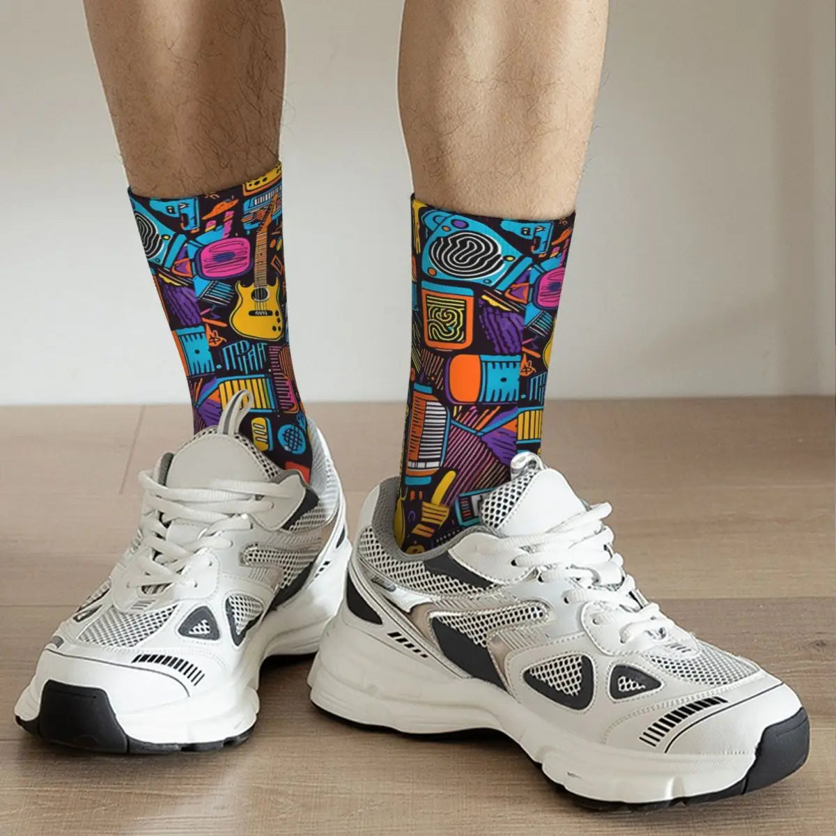 Retro Guitar Crew Socks
