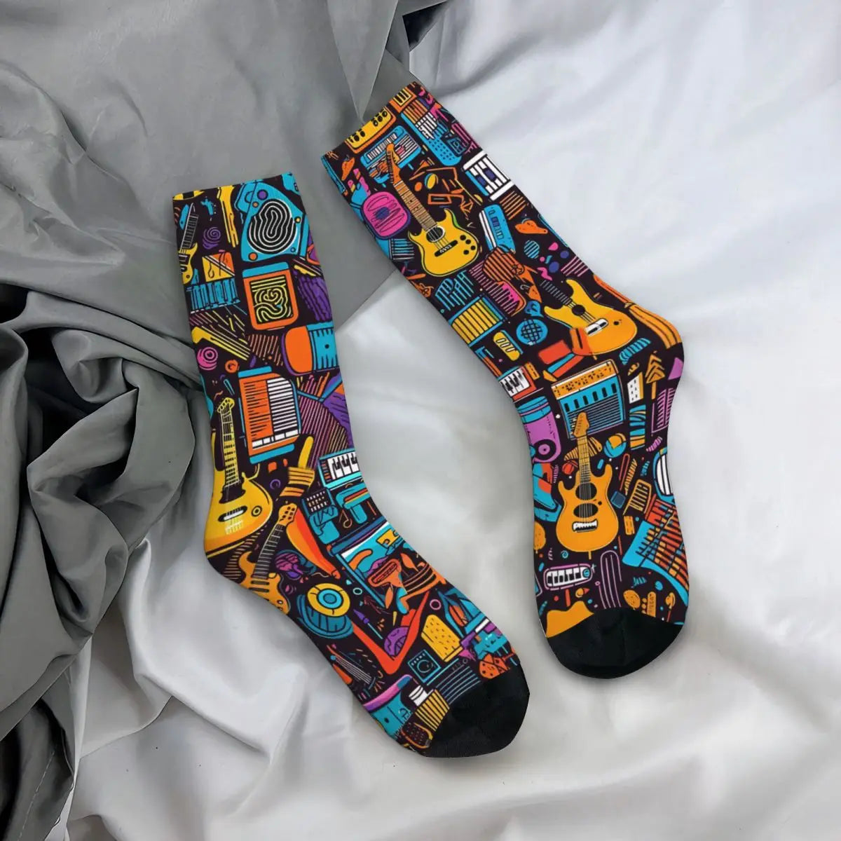 Retro Guitar Crew Socks