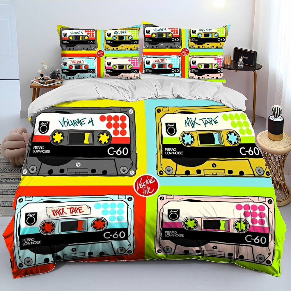 Retro Music Cassette Bedding Set