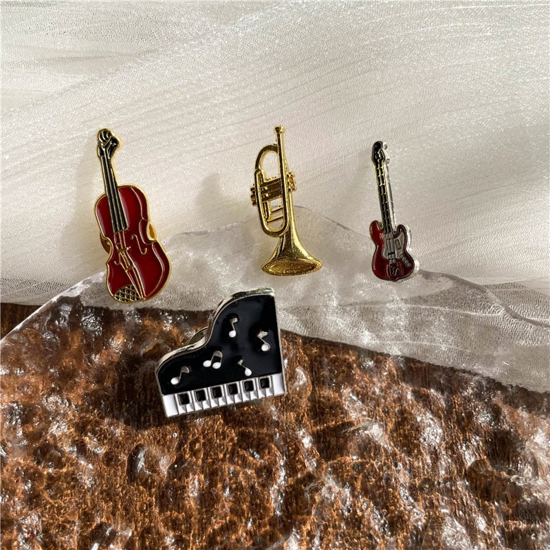 Music Instruments Enamel Brooch