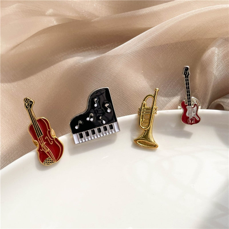 Music Instruments Enamel Brooch