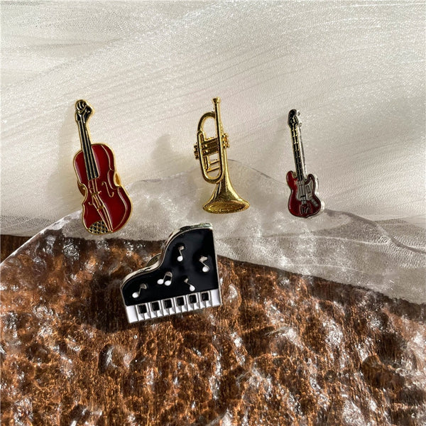 Music Instruments Enamel Brooch - Artistic Pod