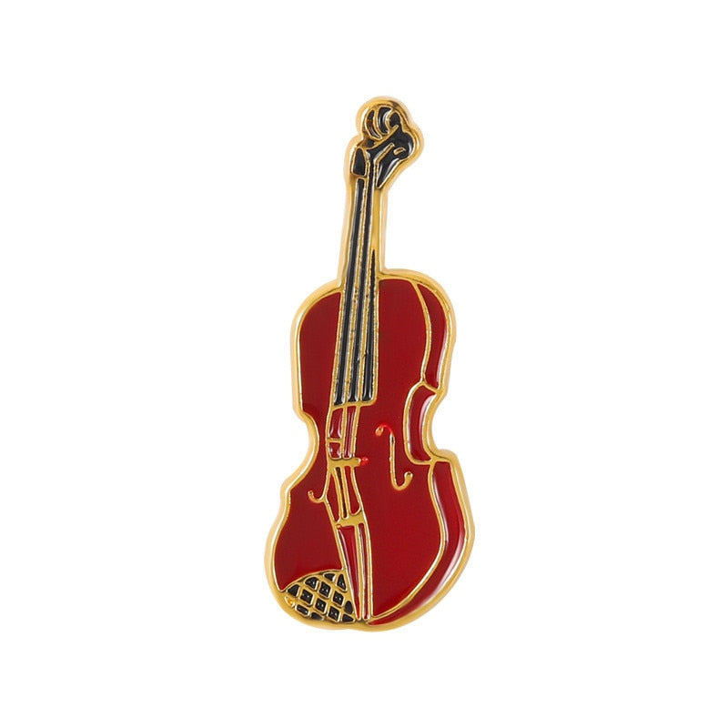 Music Instruments Enamel Brooch