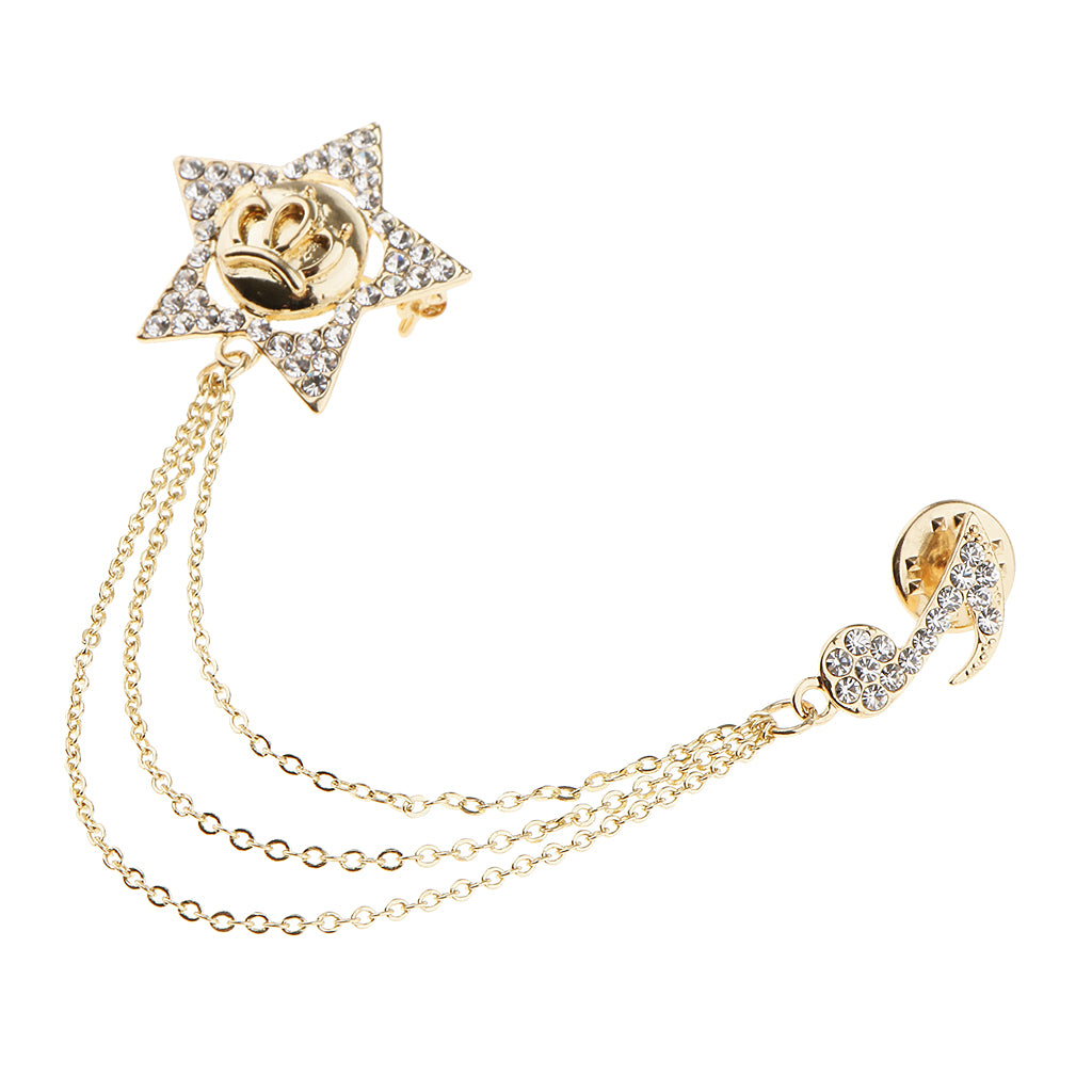 Rhinestone Music Notes Collar Pin