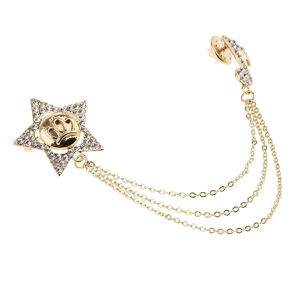 Rhinestone Music Notes Collar Pin