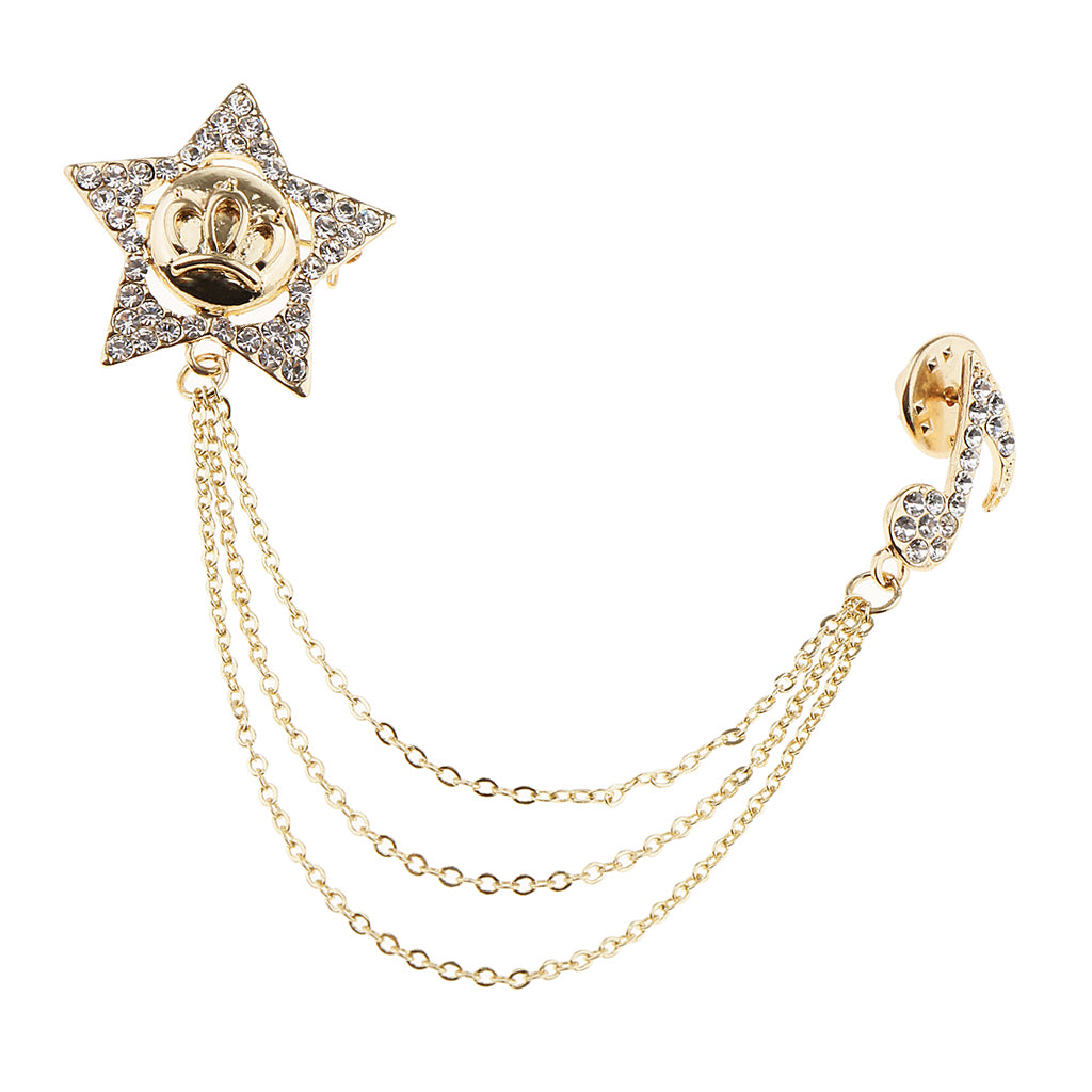 Rhinestone Music Notes Collar Pin