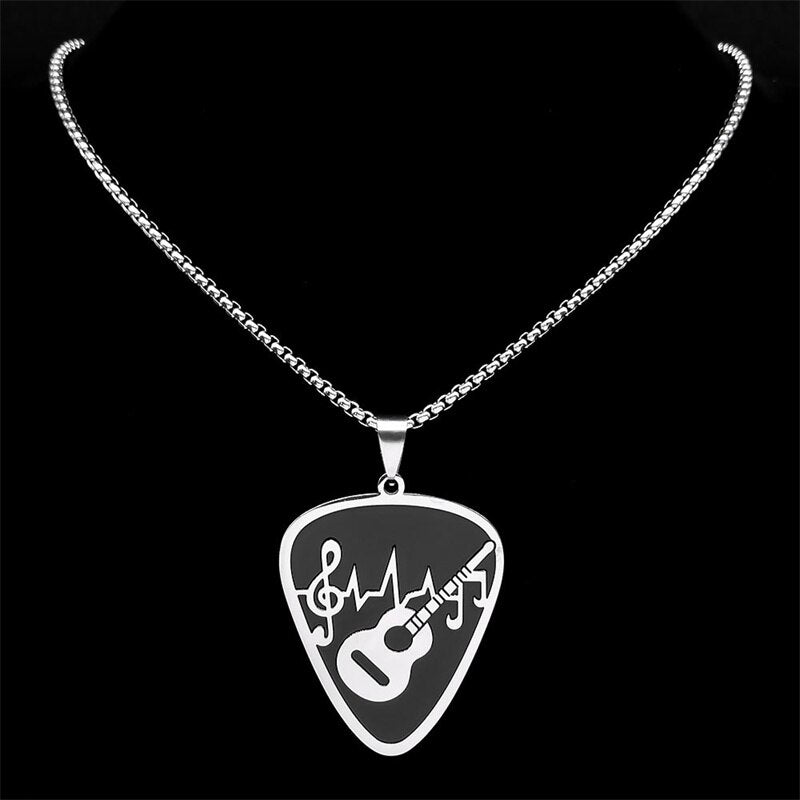 Music Note Guitar Pick Necklace
