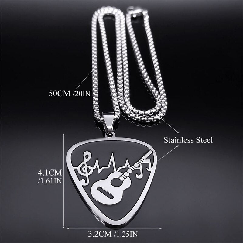 Music Note Guitar Pick Necklace
