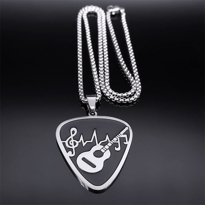 Music Note Guitar Pick Necklace