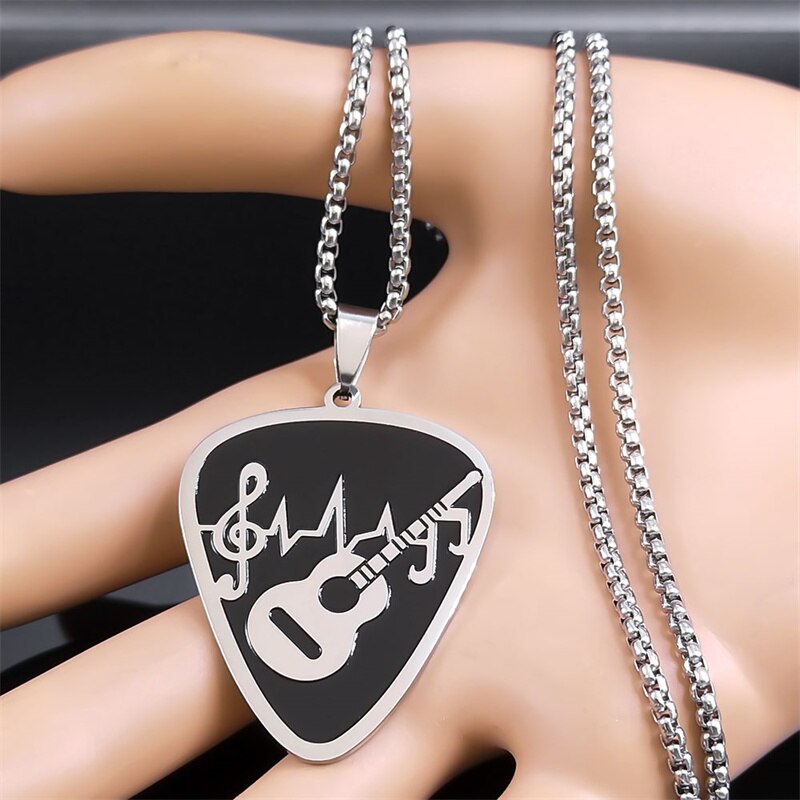 Music Note Guitar Pick Necklace