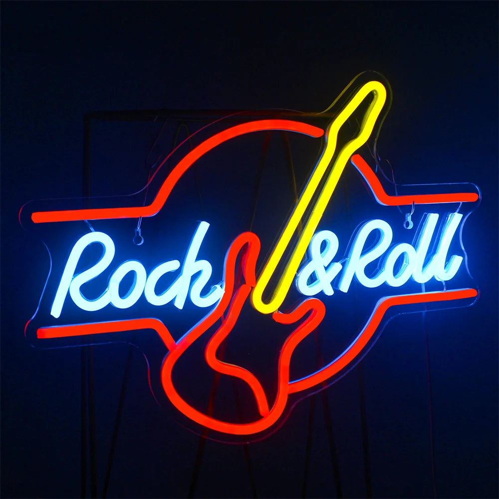 Guitar Rock & Live Music Neon Sign Light