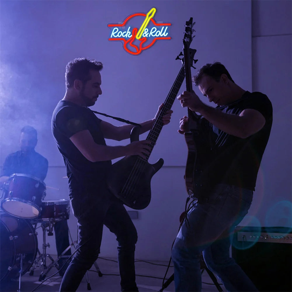 Guitar Rock & Live Music Neon Sign Light
