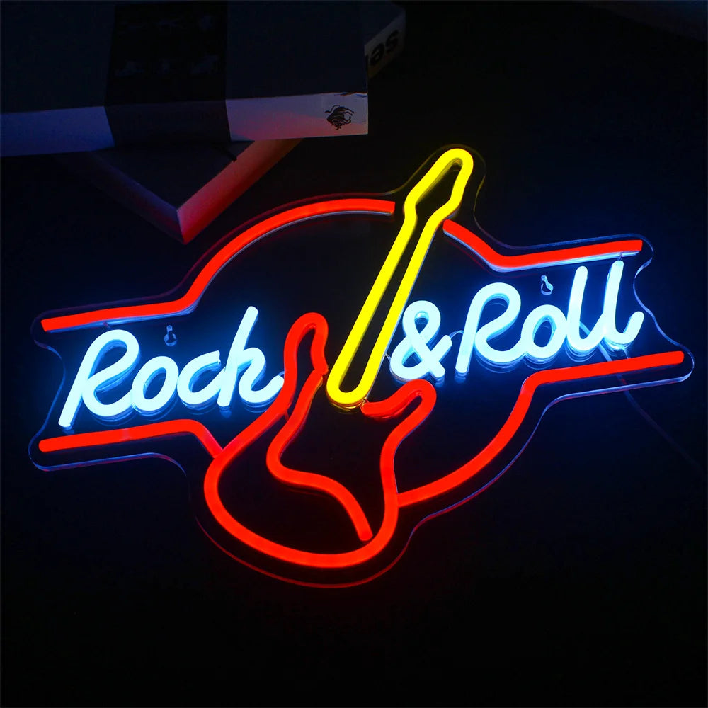 Guitar Rock & Live Music Neon Sign Light