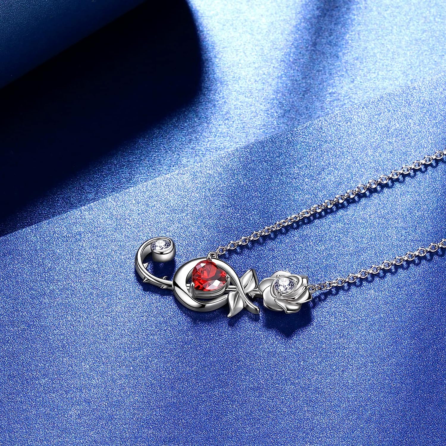 Silver/Black Rose Crystal Music Necklace