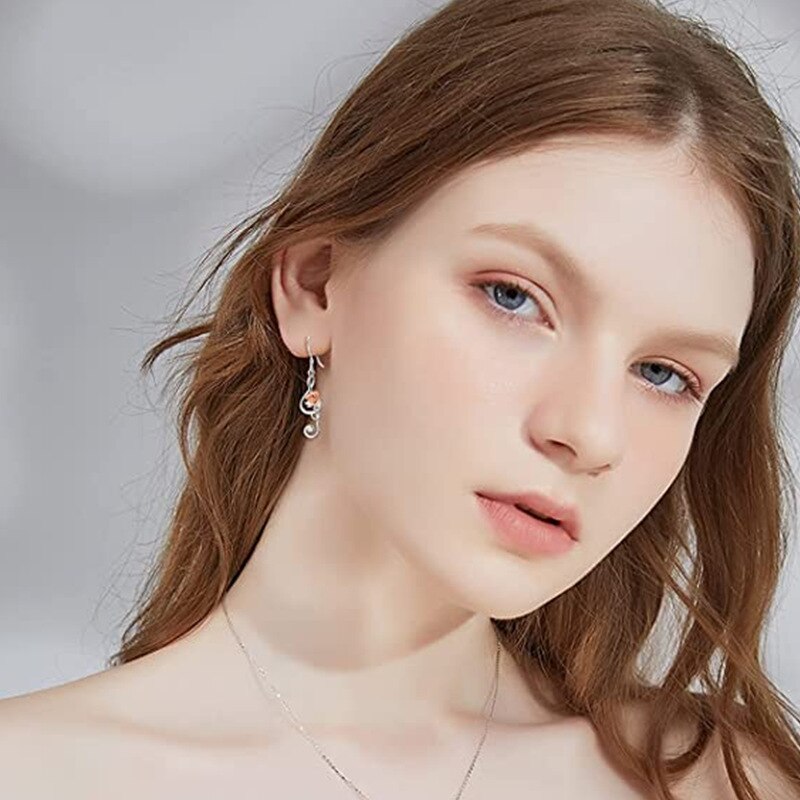 Music Note Rose Dangle Earrings