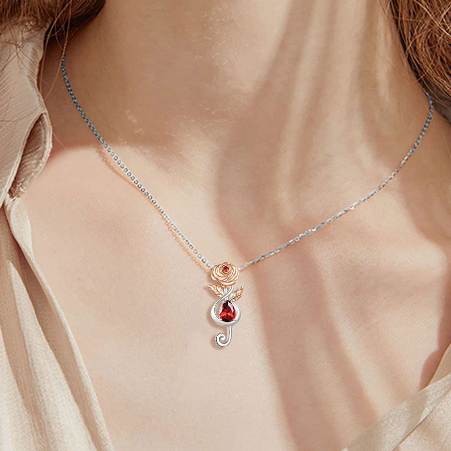 Treble Clef Rose Necklace