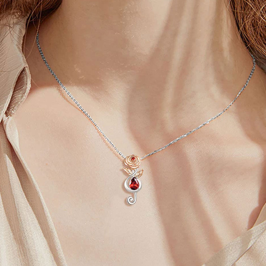 Treble Clef Rose Necklace