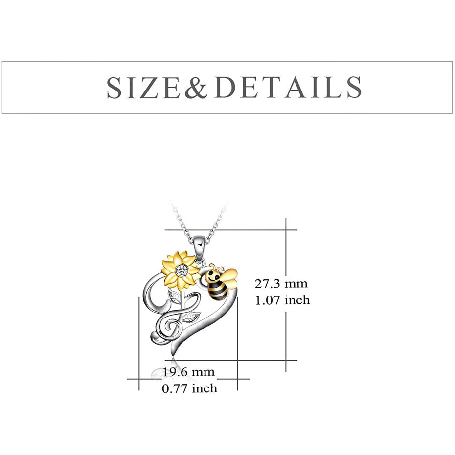 Bee Flower Treble Clef Necklace