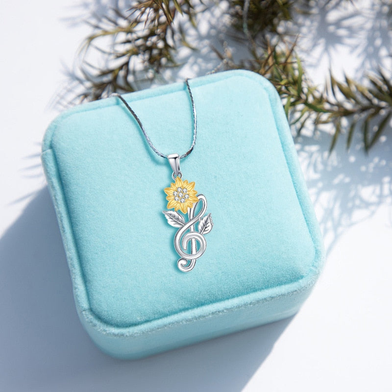 Sunflower Treble Clef Necklace