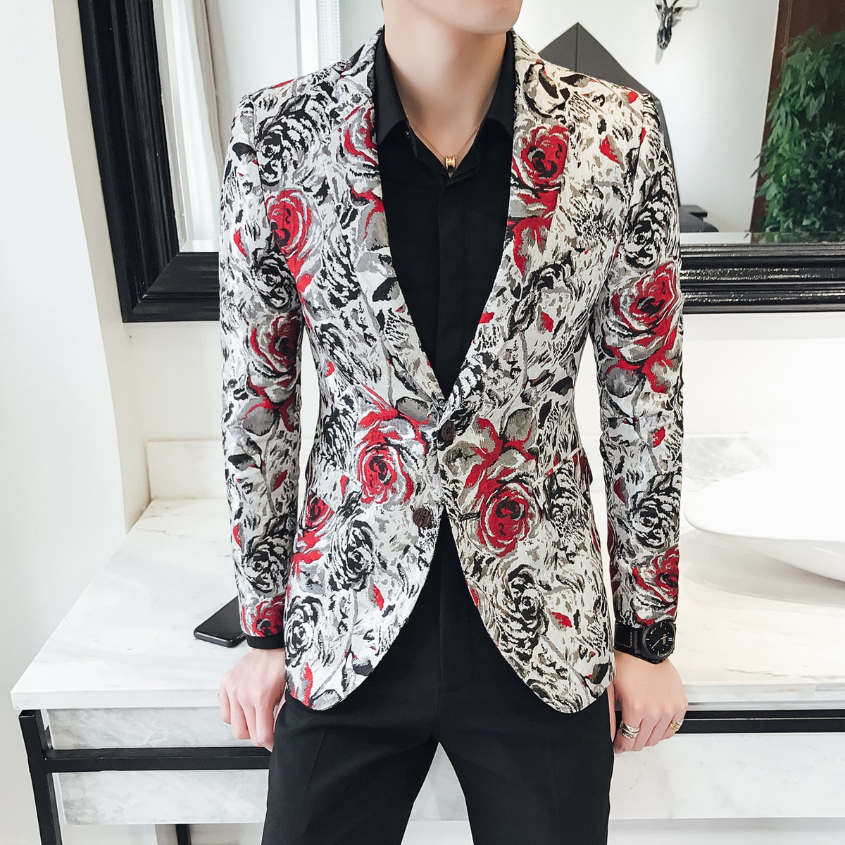 Rose Jacquard Men's Blazer