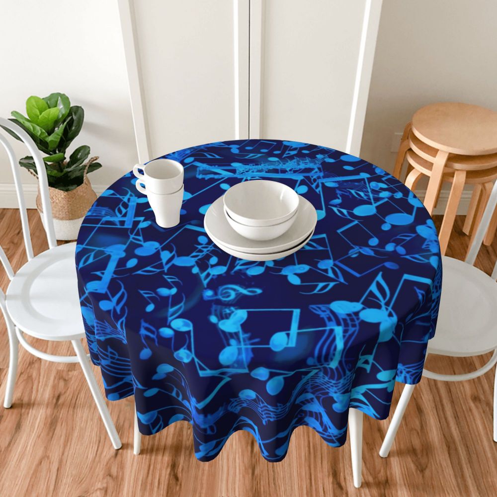 Blue Music Notes Tablecloth