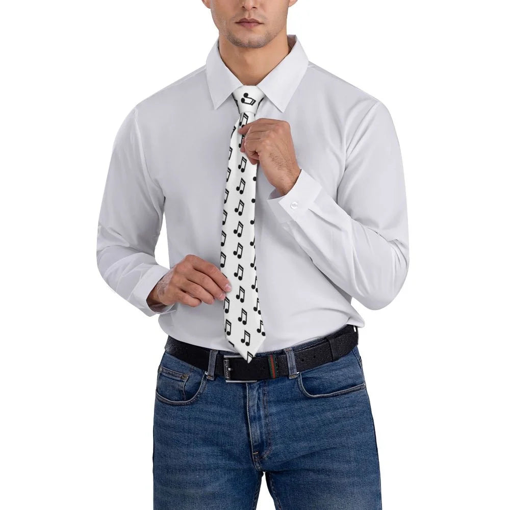 Music Notes Print White Tie