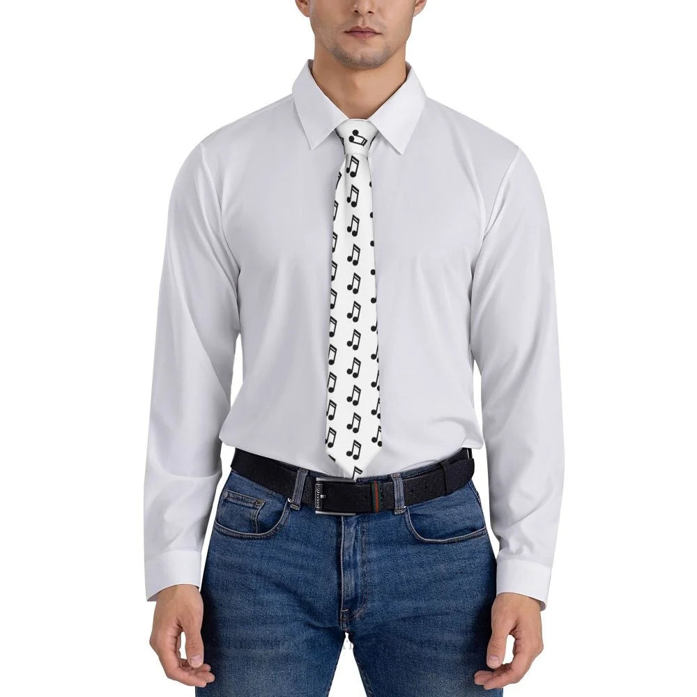 Music Notes Print White Tie