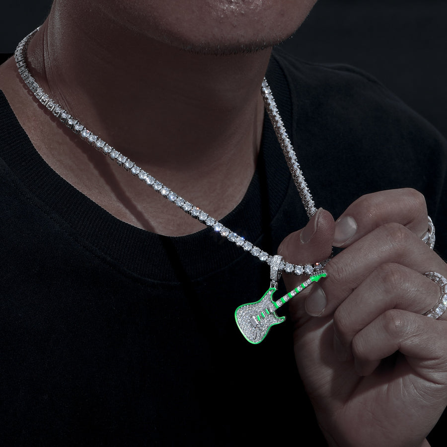 Glowing Guitar Moissanite Pendant