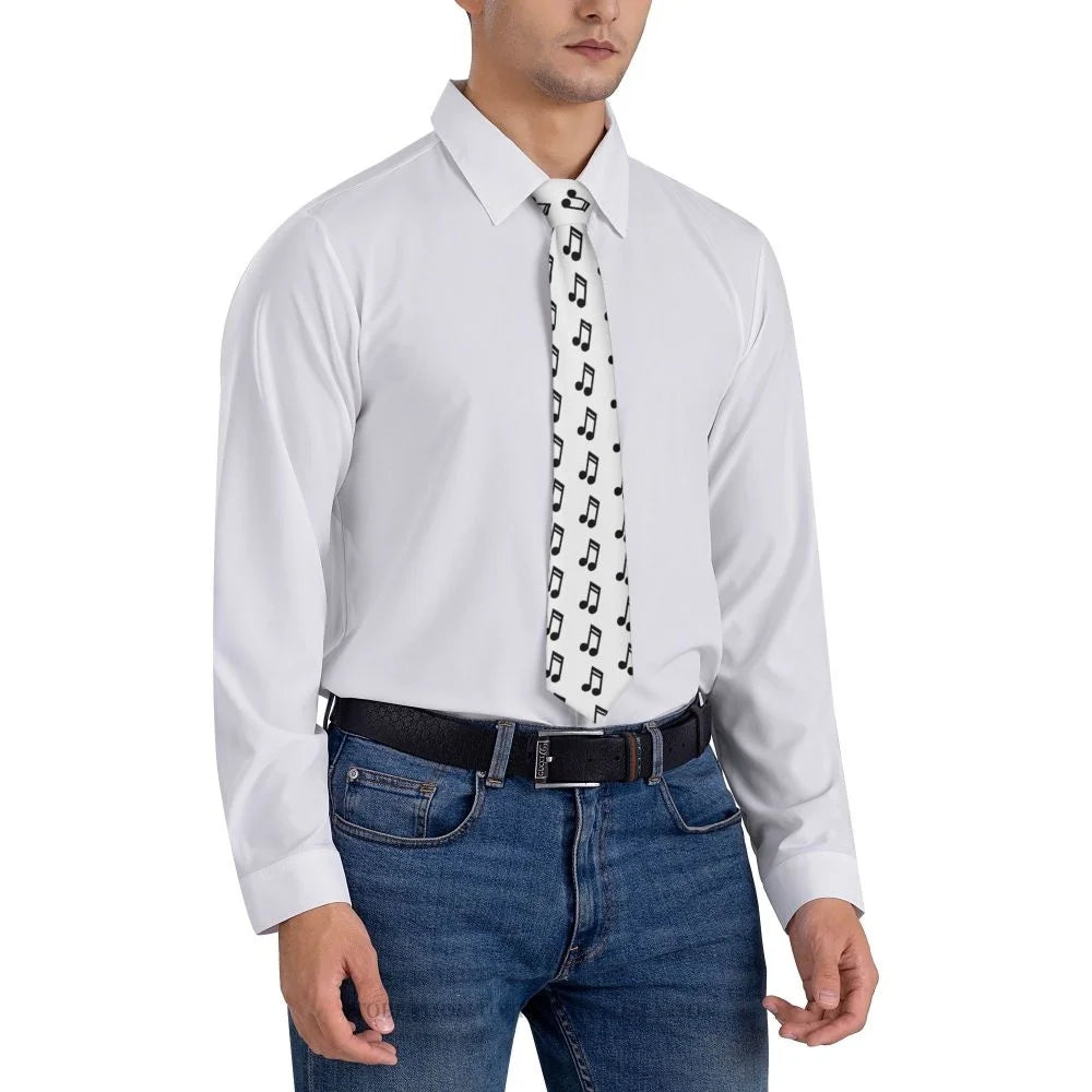 Music Notes Print White Tie