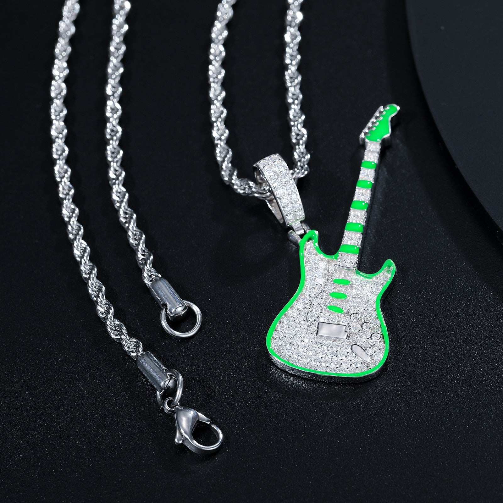 Glowing Guitar Moissanite Pendant