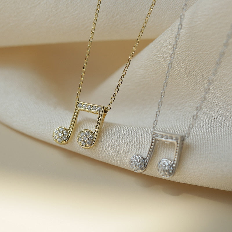 Sterling Chain Musical Notes Necklace