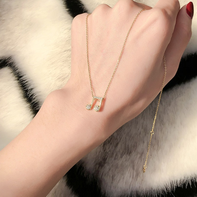 Sterling Chain Musical Notes Necklace