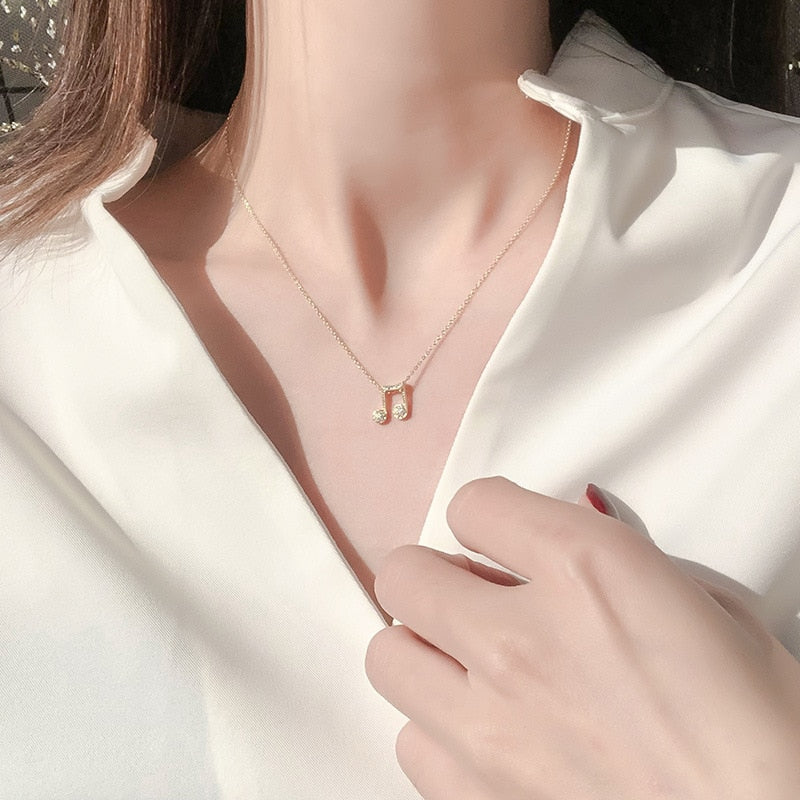 Sterling Chain Musical Notes Necklace