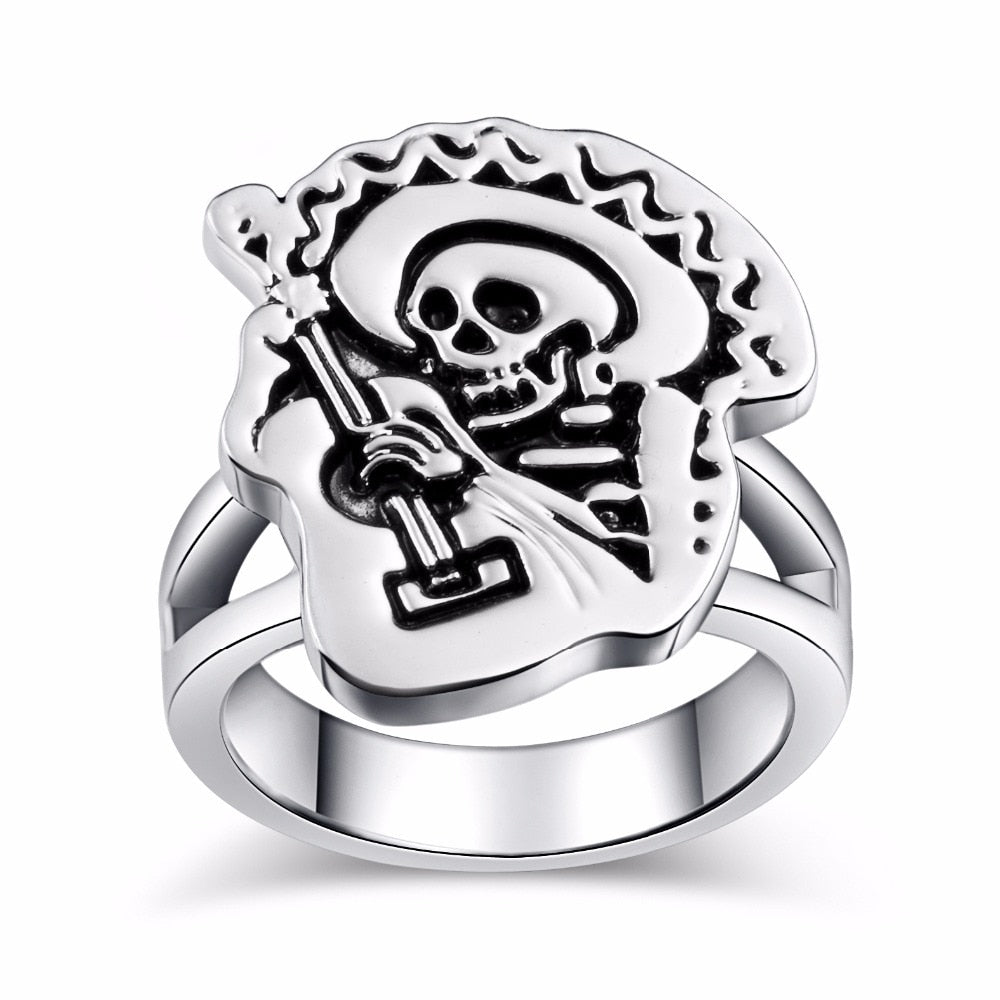 Punk Guitar Skull Ring