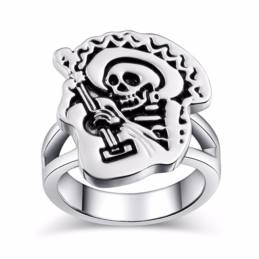 Punk Guitar Skull Ring