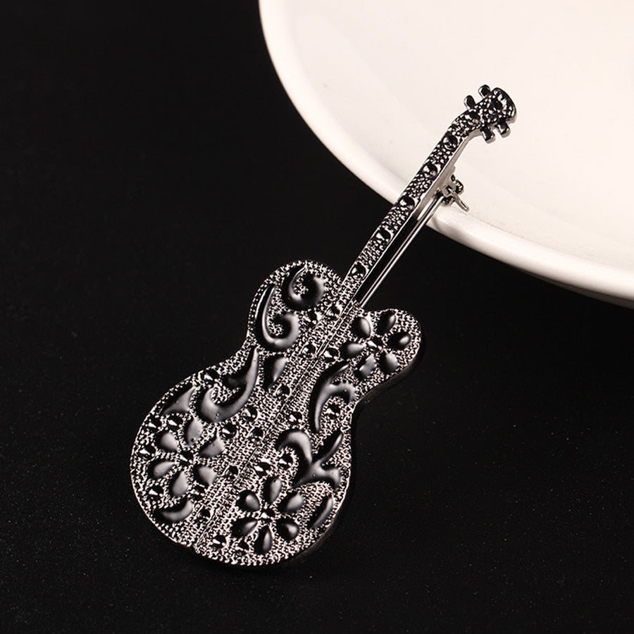 Free - Vintage Black Guitar Brooch