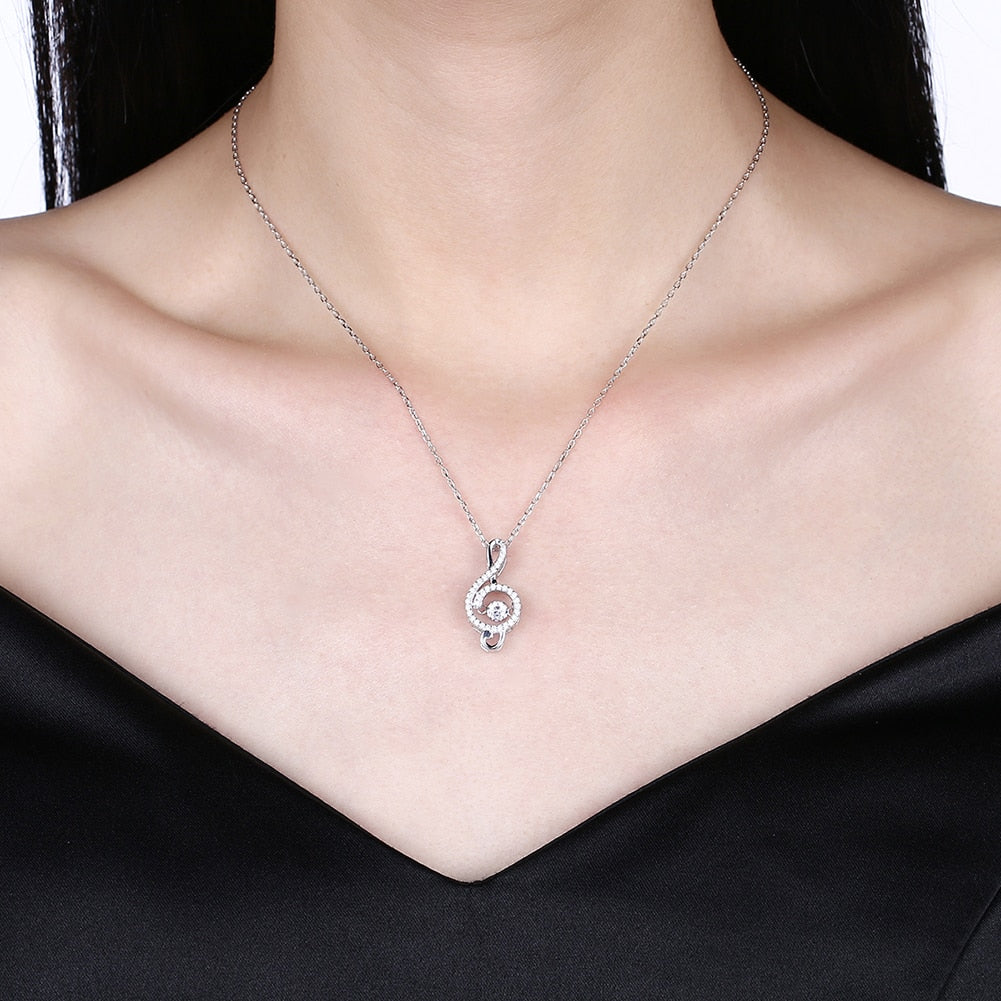 Music Note Zircon Pendant Necklace