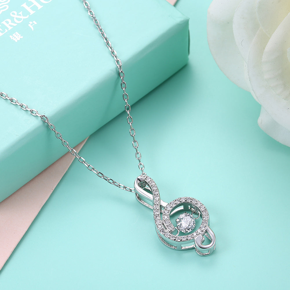 Music Note Zircon Pendant Necklace