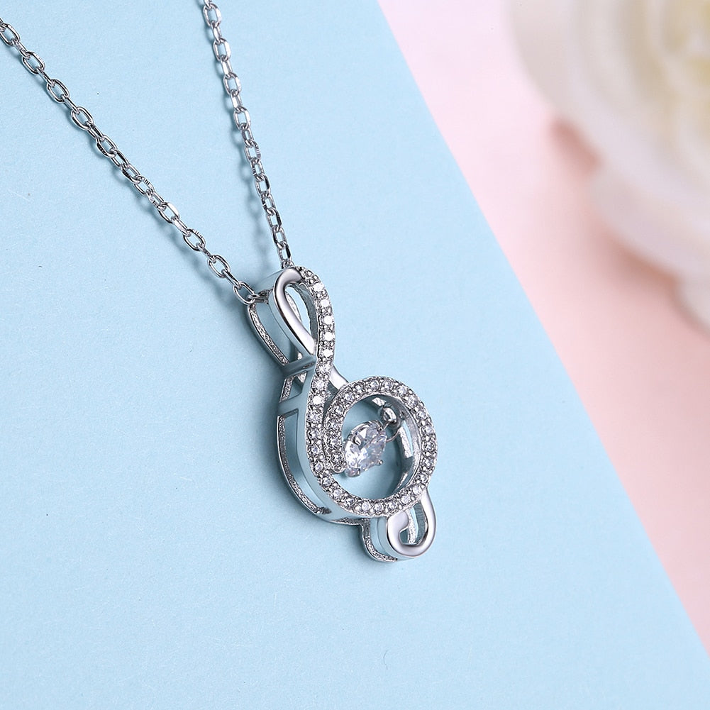 Music Note Zircon Pendant Necklace
