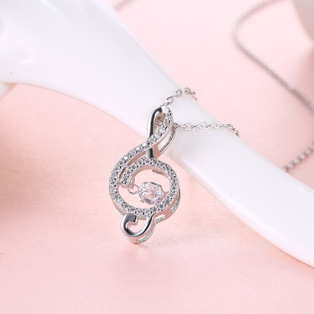 Music Note Zircon Pendant Necklace